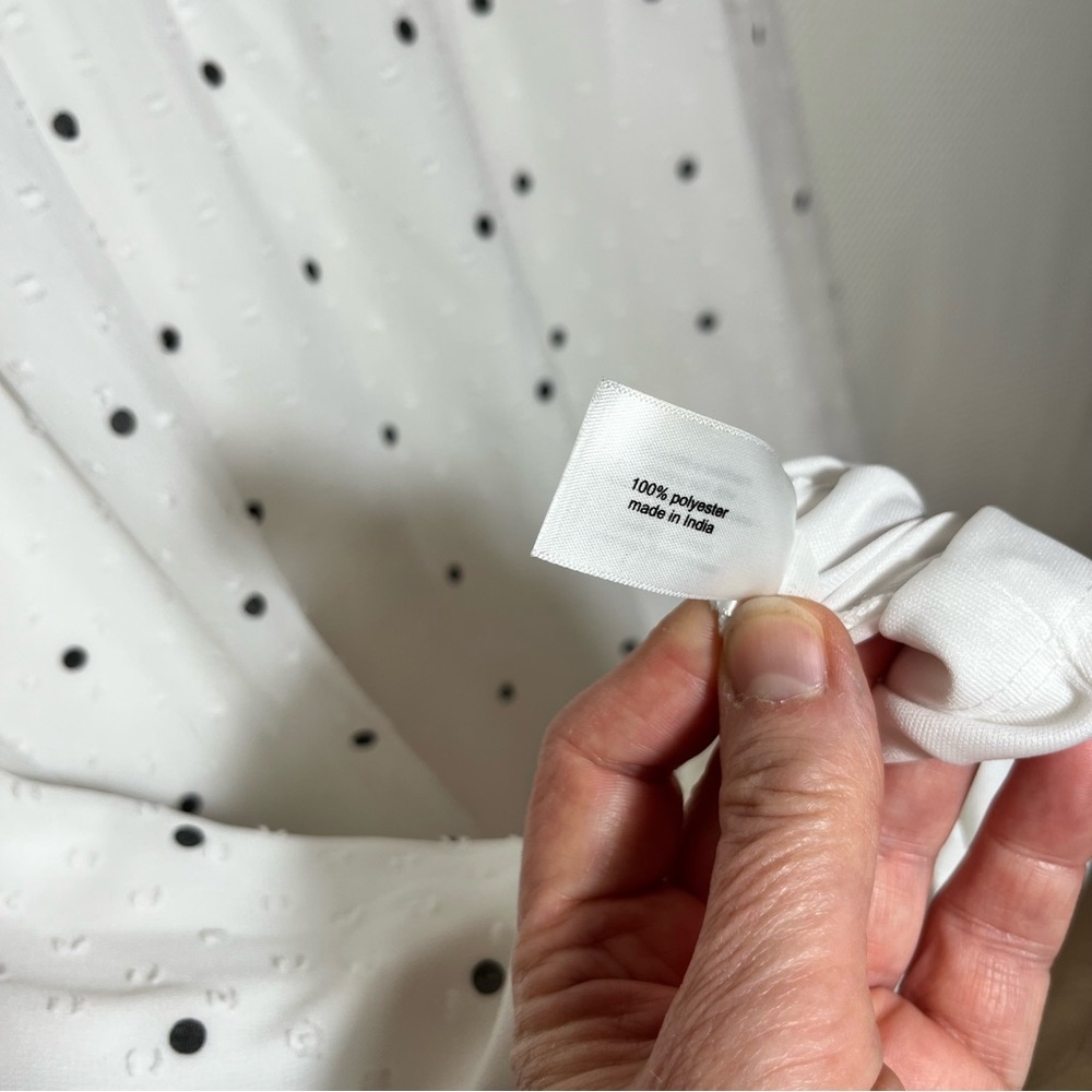 Lane Bryant White and Black Polka Dot Button-Front Blouse built in lining - Picture 8 of 11